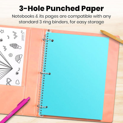 Yoobi College Ruled 8 x 10.5” Spiral Notebook Set – 3-Pack of 1 Subject Notebooks, Pink, Purple & Black Celestial Patterns – 150 Perforated 3-Hole Punched Sheets