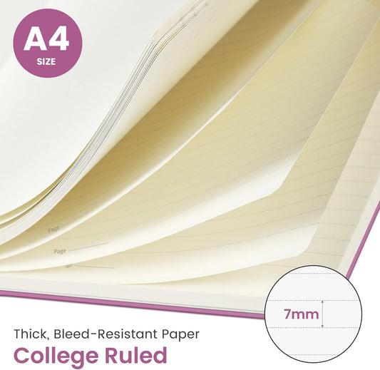 Taja Spiral Lined Notebook, 8.5"x11" Notebooks for Work, Large A4 Journal for Women & Men, College Ruled Journaling Notebook for Writing, Plastic Cover Spiral Journal, Green