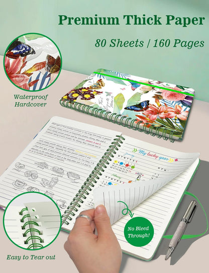 Melurika A5 Hardcover Spiral Notebook, 4 Pack 5.7x8.5 Inches Lined Journal 160 Pages College Ruled Spiral Bound Notebooks Gifts for Writing Note Taking Study Work Meeting and Travel