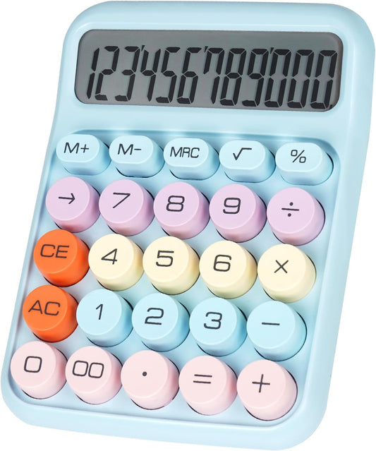 Mechanical Switch Calculator with Big Buttons, Calculators Desktop, 12 Digits, Large LCD Display, Desk Calculator, Cute Pink Calculators for Teachers Students Basic Office (Pink)