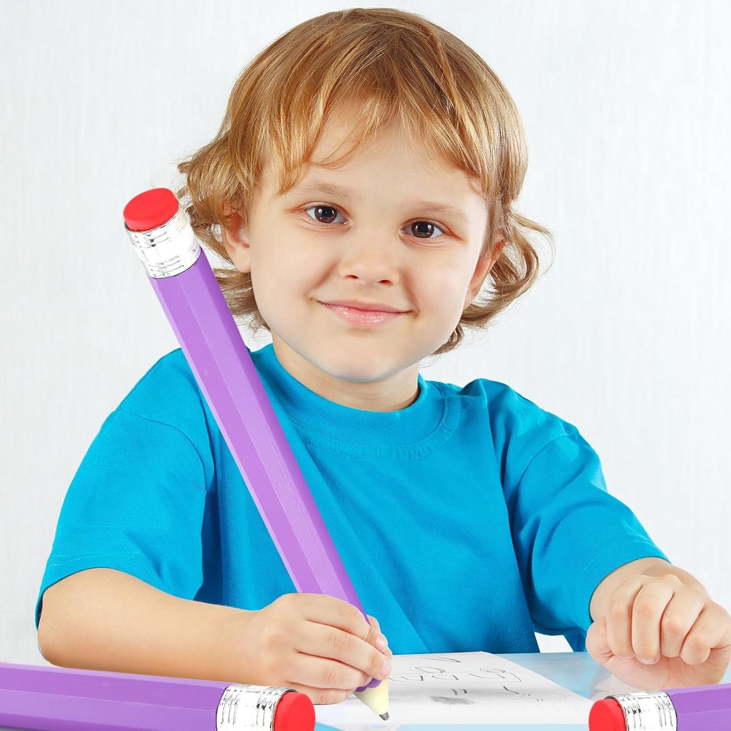 16 Inch Wooden Large Jumbo Pencils Giant Big Funny Wood Pencil with Cap and Eraser Fun Novelty Gifts for Kids School Kindergarten Home Office Prop Supplies(Purple)