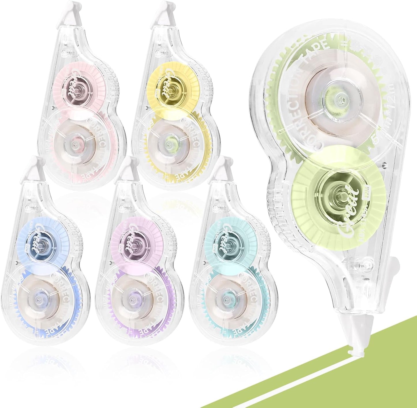 Temiary 6 Pcs Correction Tapes for Instant Corrections, Easy To Use White Smooth Pull Out Tape, Aesthetic Correction Tape for School Office (Macaron)