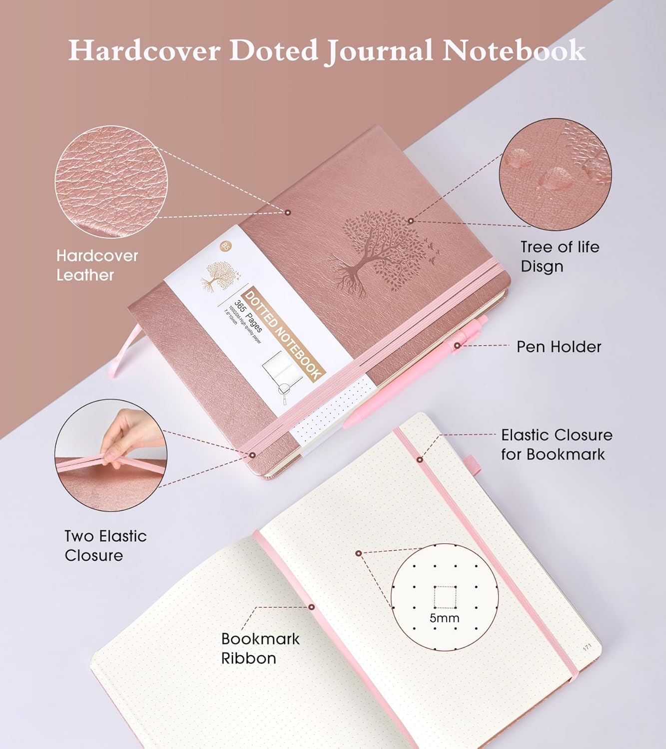 Lined Journal Notebook -365 Pages A5 Thick Journals for Writing Ruled Notebook, Hardcover Leather Journal for Women Men Daily Journal Notebook for Work, Note Taking, 100Gsm Lined Paper( 5.75'' X 8.38'' Green)