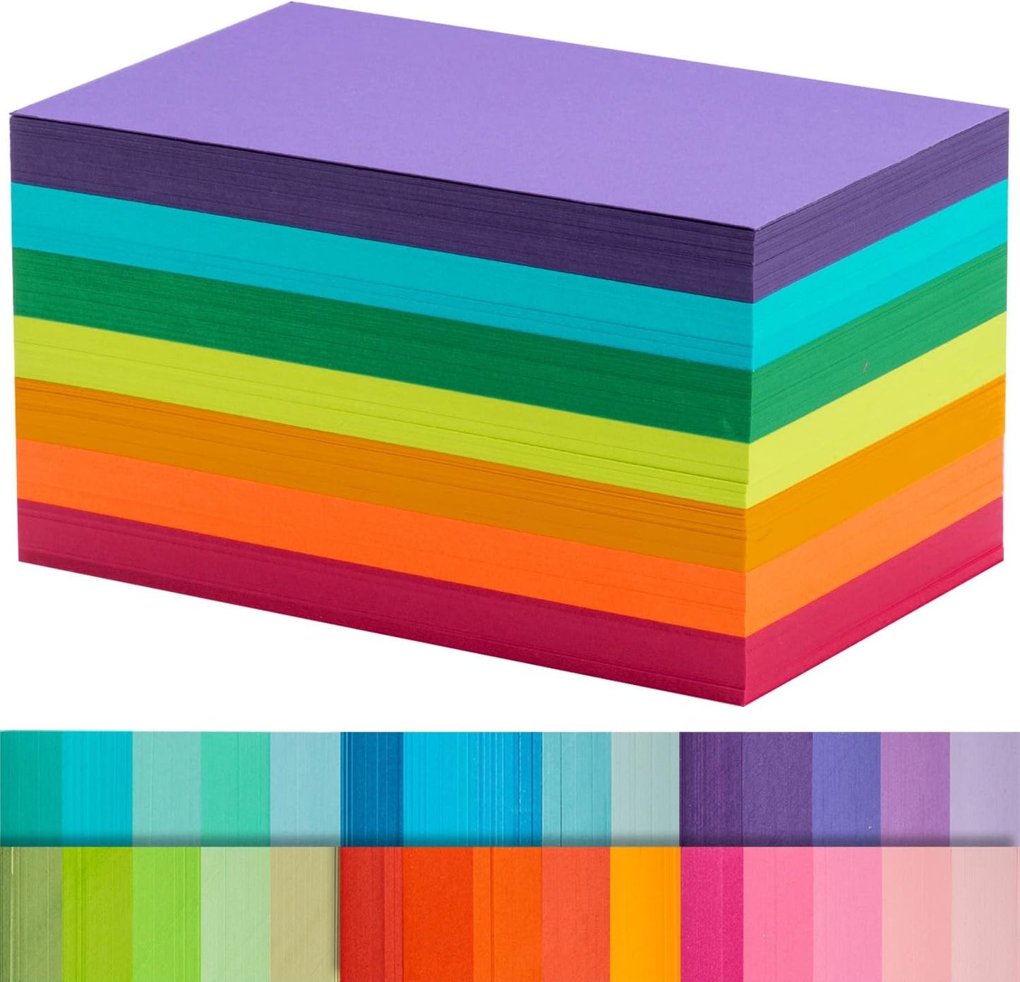 Index Cards 140-Count 5x8 Inch,178GSM Heavyweight Set of 7 Colors Paper Multicolor Study Cards (Rainbow)