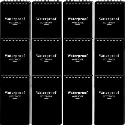 wavamawa 6 Pack Waterproof Notebook, 3x5 Pocket Notepad, Small Top Spiral Stone-Paper Notepad, Mini Pocket Notebook, Little Memo Note Pads for Outdoor, Office, School, Travel (Black)