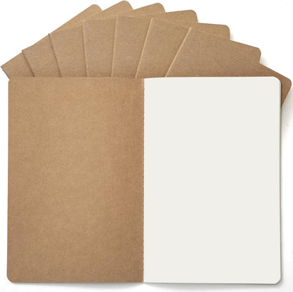 48 Pack Kraft Notebooks Bulk A5, 60 Pages Blank Unlined Journals, 8.3x5.5 Inches, Natural Kraft Cover Composition Notebooks for School Office Students Artists