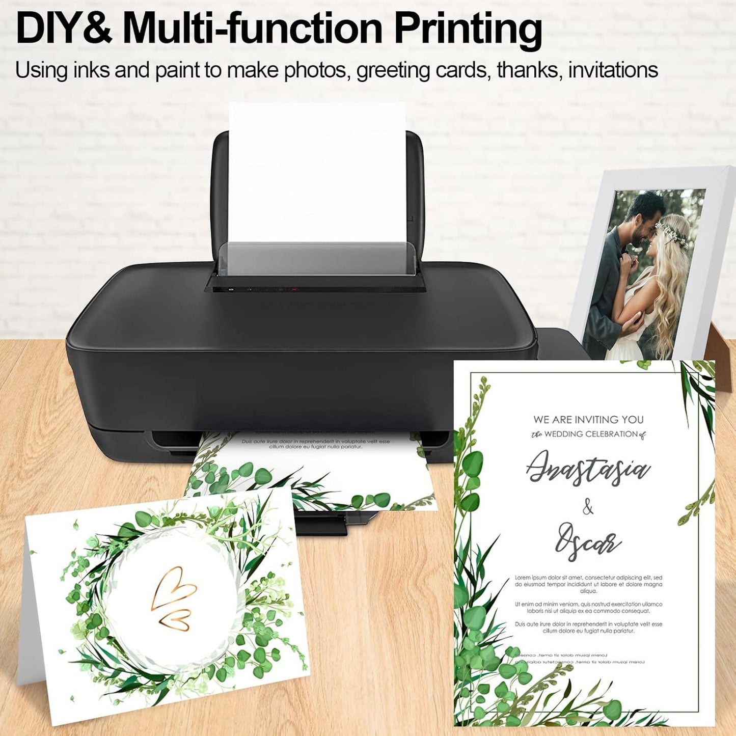 Utron 56 Pack 5x7 White Blank Cardstock Paper, 250GSM Thick, 90 lb, Printable on Both Sides
