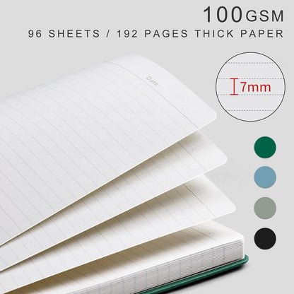 EMSHOI A4 College Ruled Notebook, Large 8.3" x 11.7", 192 Pages 100GSM Ink-Proof Faux Leather Hardcover Lay-Flat Lined Journal for Office School Work Writing, Black