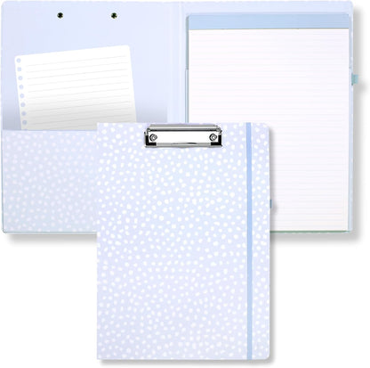 Steel Mill & Co Cute Clipboard Folio with Refillable Lined Notepad and Interior Storage Pocket, Floral Padfolio for Work, Garden Blooms Cream