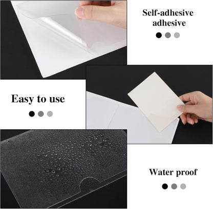 36 Pack 3" x 5" Index Card Holder Adhesive Plastic Label Holders Clear Tote Bag Labels Stickers for Organizing Storage Bins Library Card Shelves
