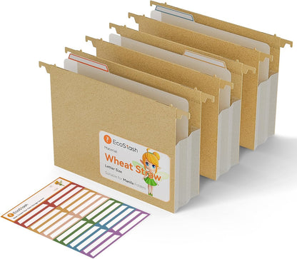 Extra Capacity Hanging File Folders, 3.15" Reinforced Wheat Straw Expanding Hanging Folder Letter Size, Heavy Duty for Filing Cabinets, File Organizer for Office & Home-Sky Blue-3 Packs
