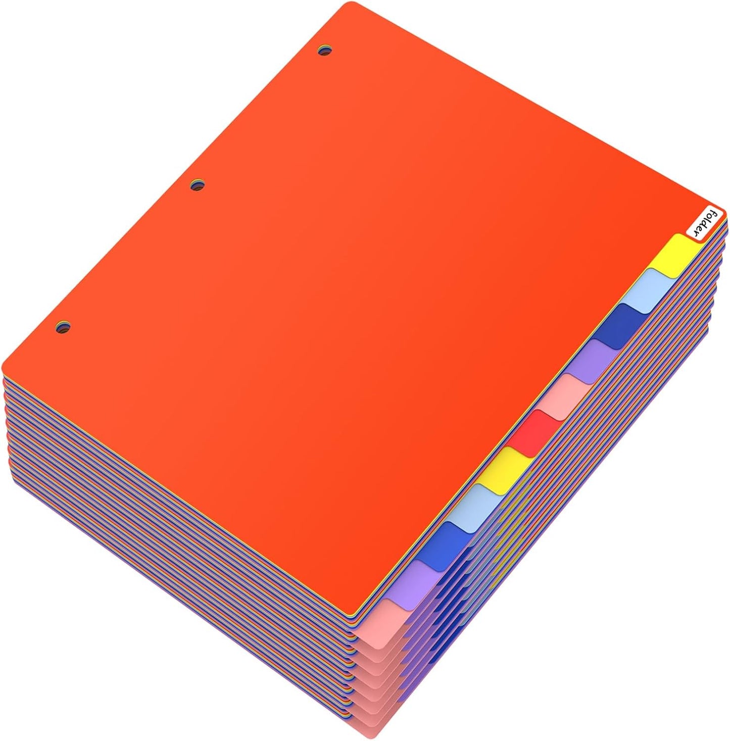 HABGP 12 Tab Dividers for 3 Ring Binder, 12 Pcs Multicolor 3 Ring Binder Dividers with Tabs, Page Folder Dividers, Plastic Tabbed File Dividers with Tabs, Three Ring Binder Index Dividers, 1 Set