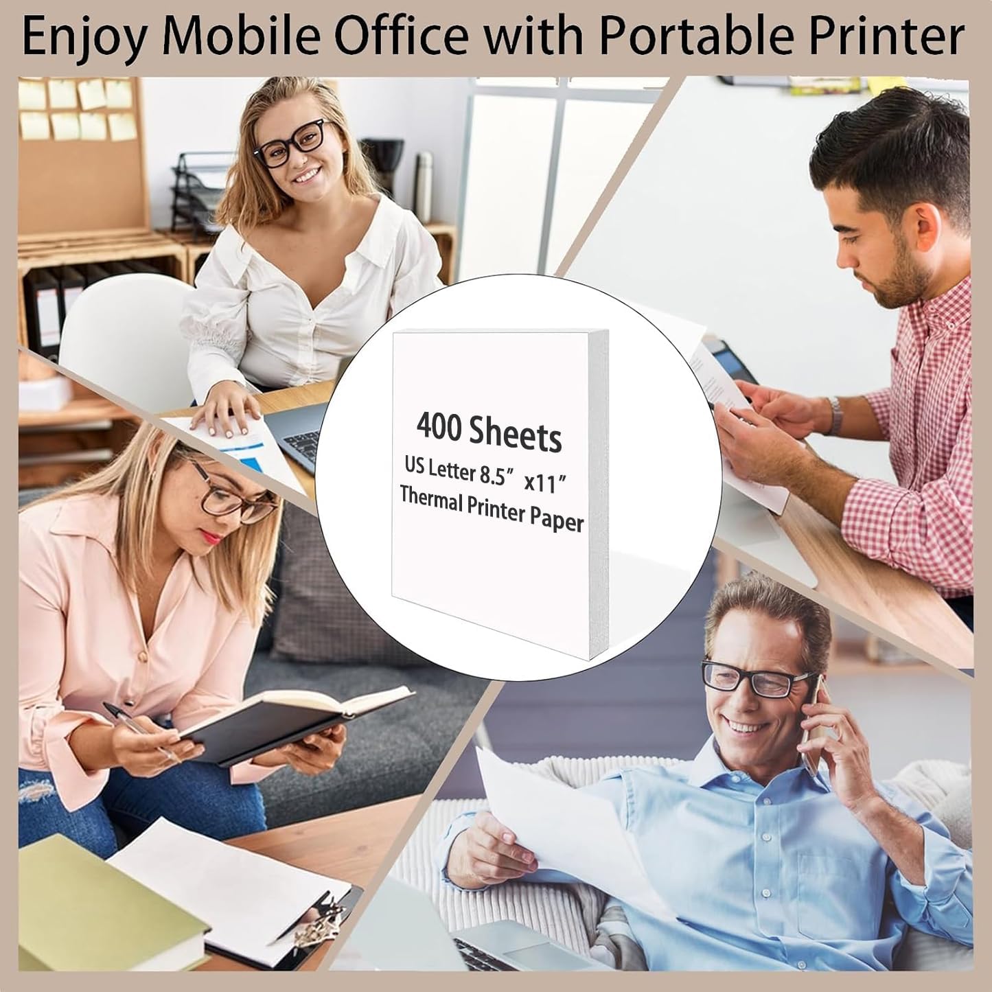 100 Sheets Thermal Printer Paper, 8.5''×11'' US Letter Size, Advanced Printing Paper, Thermal Paper Compatible with Brother Letter Portable Printer, Printer Paper for M08F-Letter, M832, M834, MT800