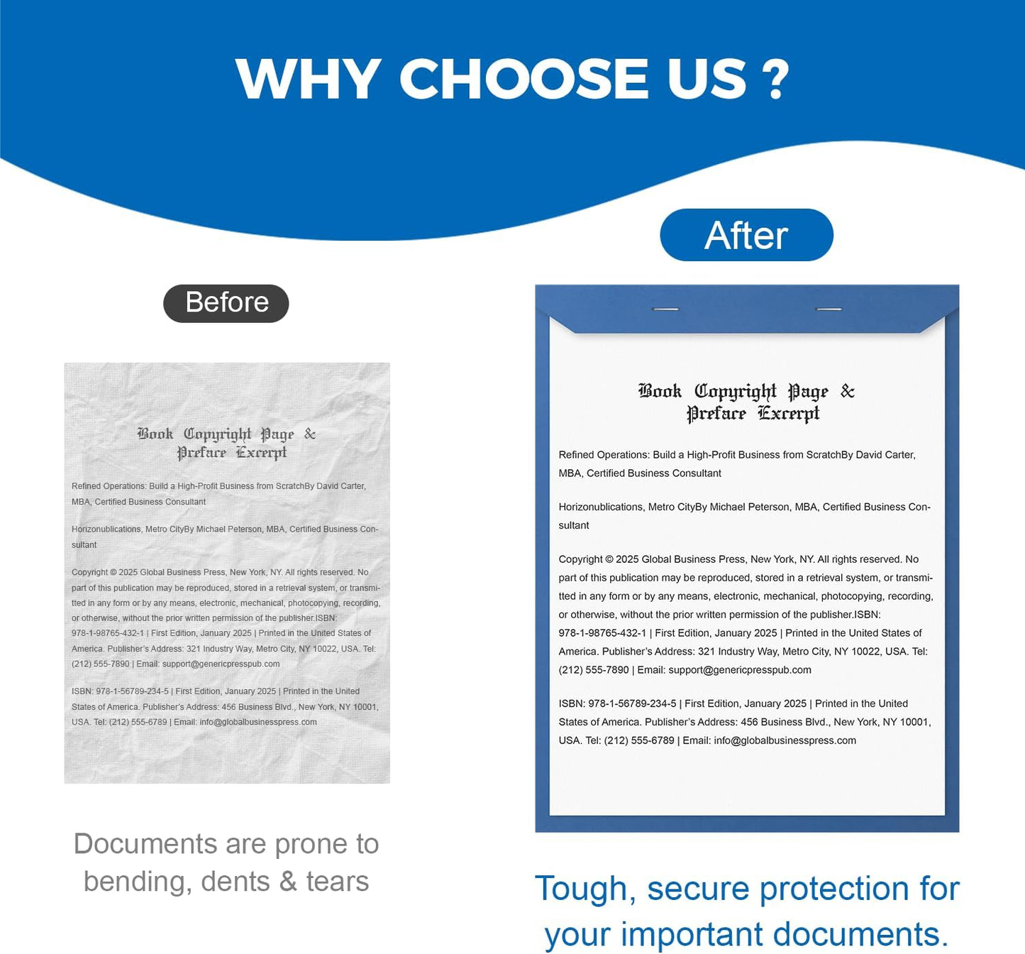 150 Pack Manuscript Covers, Letter-Size Report Covers, Top-Bound Document Folders, 0.23mm / 180gsm Blue Paper Covers for Filing, Organizing & Presentations