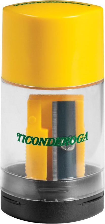 Ticonderoga Duo 2-in-1 Pencil Sharpener & Eraser, Yellow, 6 Count
