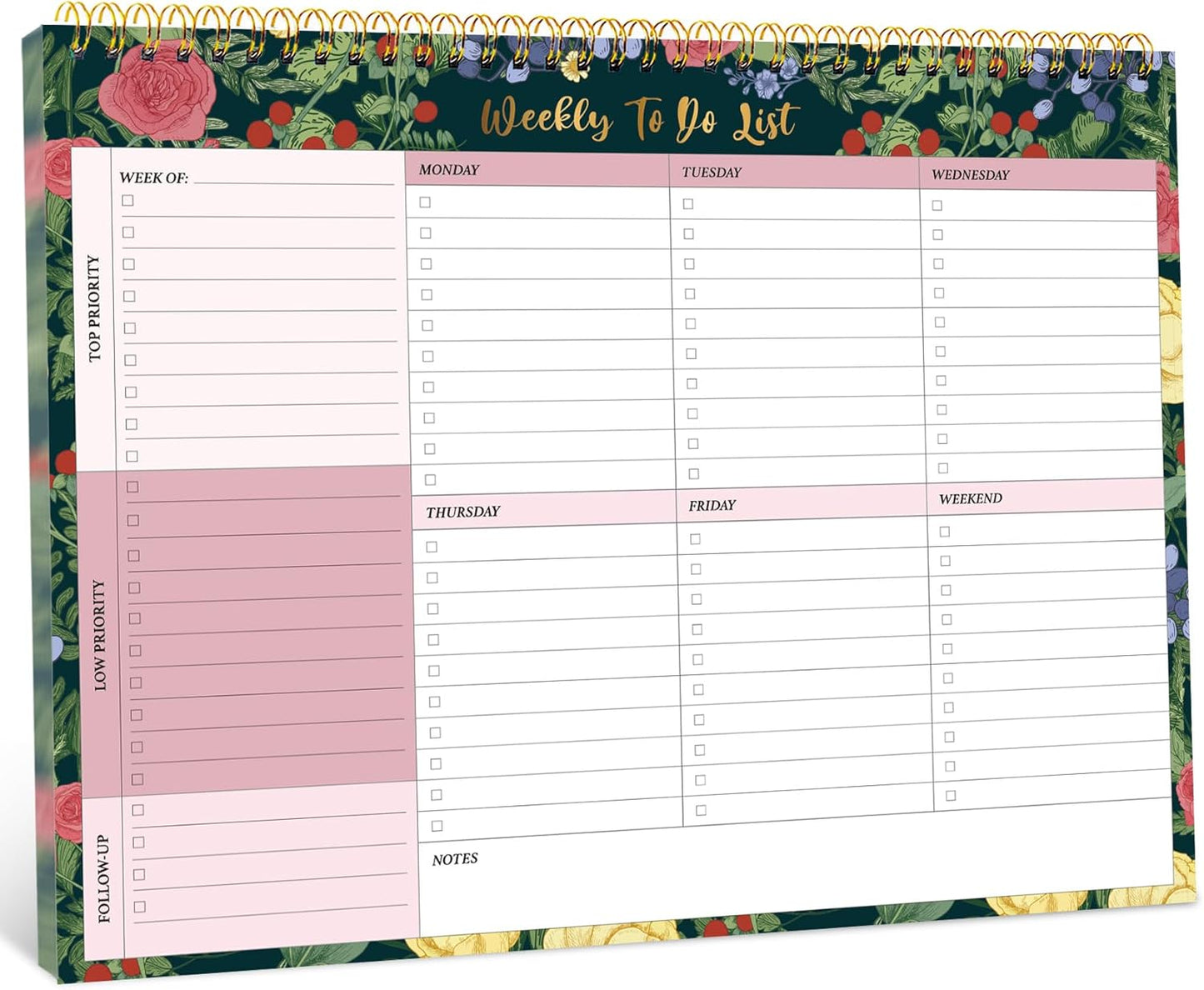 Taja Weekly To Do List Notepad with 52 Undated Sheets（8.5"×11"）- Weekly Desk Planner for Women & Man, Work and Home -1 Pack Violet Dream