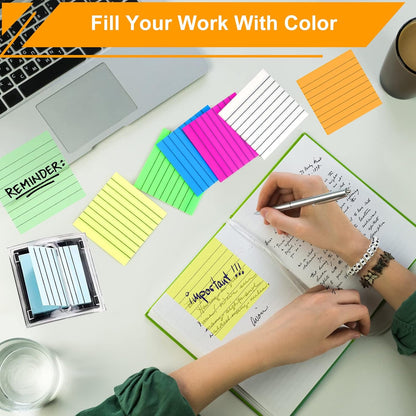 3x3 Inch Transparent Sticky Notes 300 Sheets, Clear Translucent Lined Self-Adhesive Memo Repositionable Reminder Pad for Office, College Students, Planners, Journals, School Supplies (Purple)