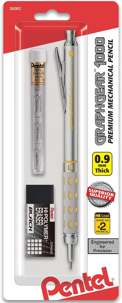 Pentel GraphGear 1000 Mechanical Pencil, (0.5mm) Point Size, Black Barrel, 1 Each (PG1015A)