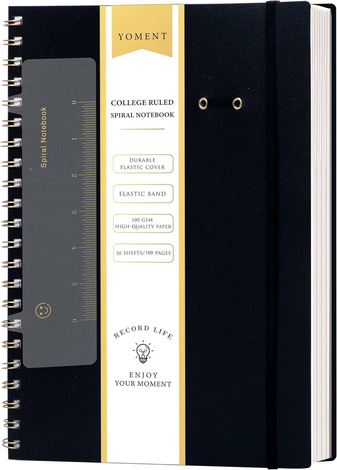 Yoment Graph Paper Spiral Notebook A5 Graphing Notebook 160 Pages Graph Paper Notebook Spiral Bound Waterproof Plastic Hardcover Spiral Journal 5x7 Grid Notebooks for Note Taking,Black