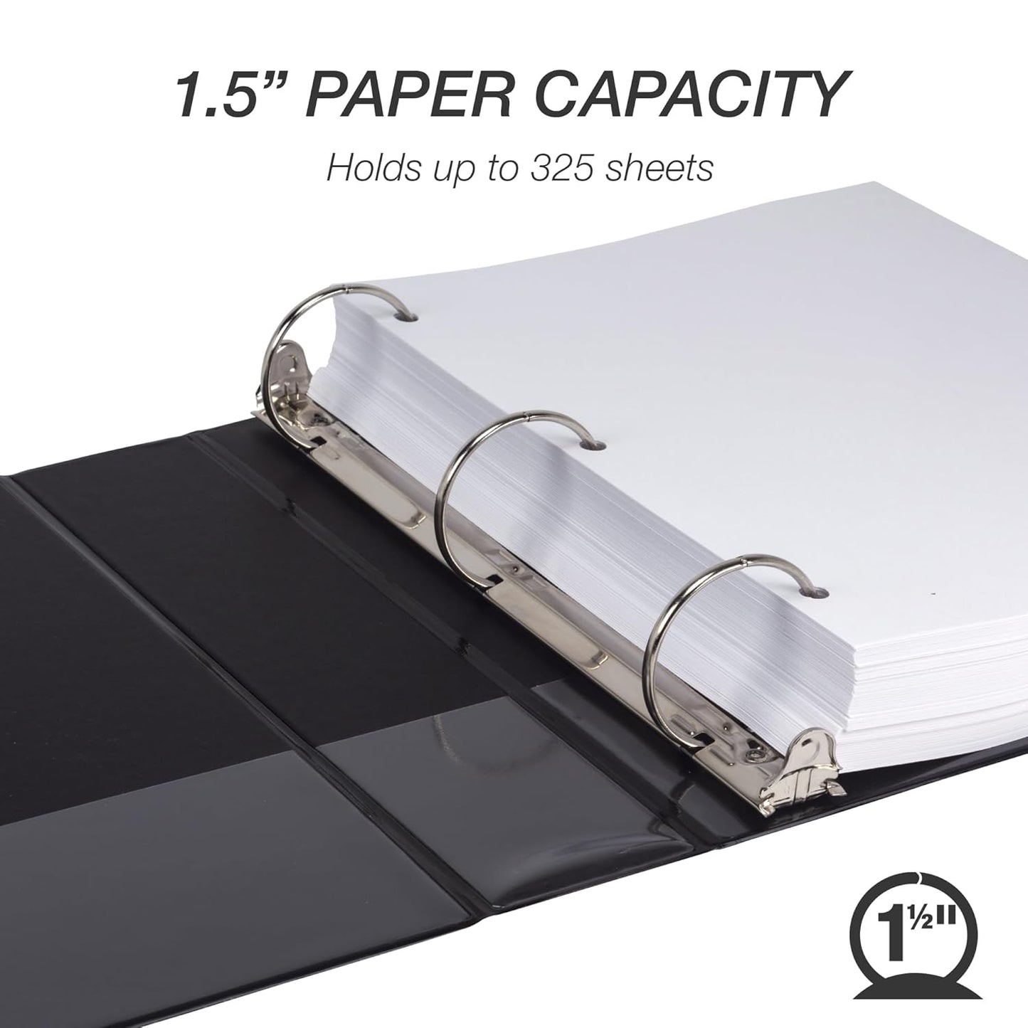 Samsill 3 Inch 3 Ring Binders, Economy Round Ring, Clear View Cover, 550 Sheet Capacity - for School, Home, Office - Black, 4 Pack