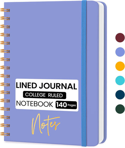 CICPAP Lined Spiral Journal Notebook, A5 College Ruled Notebook for Journaling, Note-Taking, and Daily Planning, Durable Hardcover with an Elegant Design, Purple