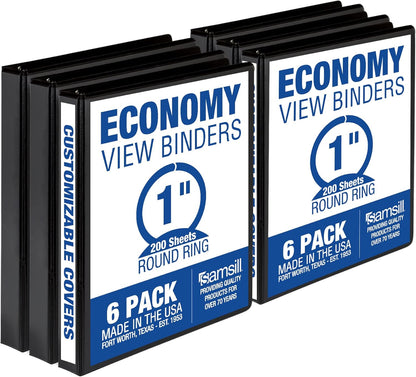 Samsill 1.5 Inch 3 Ring Binders, Economy Round Ring, Clear View Cover, 325 Sheet Capacity - for School, Home, Office - White, 4 Pack