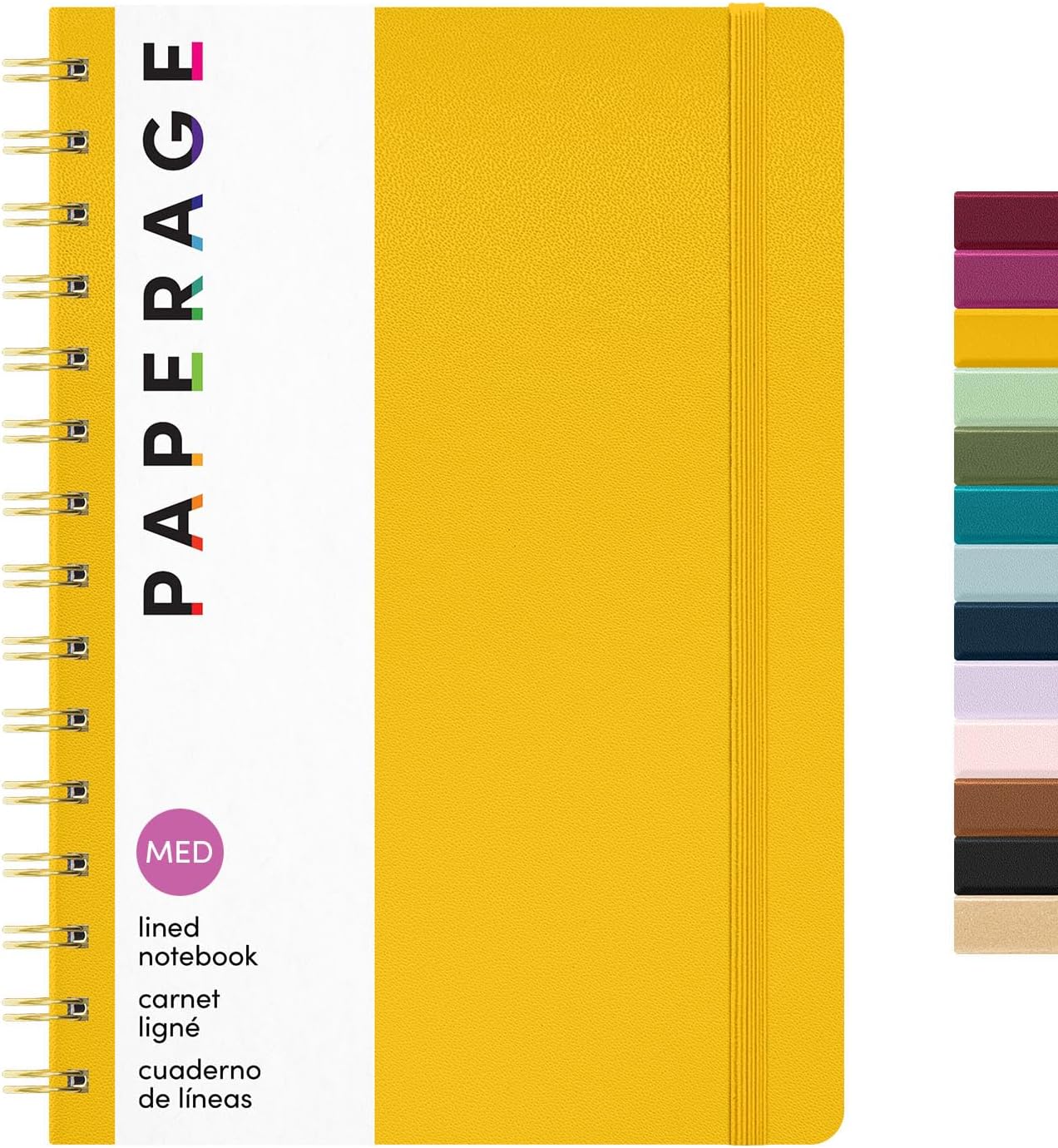 PAPERAGE Lined Spiral Journal Notebook, (Black), 160 Pages, Hardcover Journal for Women & Men, Medium 5.5 in x 8 in - 100 GSM, Thick Paper, Spiral Notebook for Work, School & Journaling