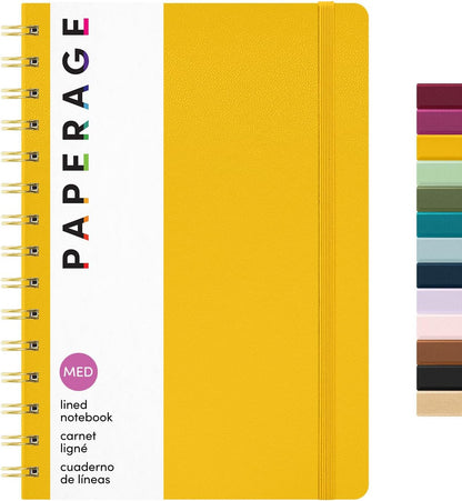 PAPERAGE Lined Spiral Journal Notebook, (Black), 160 Pages, Hardcover Journal for Women & Men, Medium 5.5 in x 8 in - 100 GSM, Thick Paper, Spiral Notebook for Work, School & Journaling