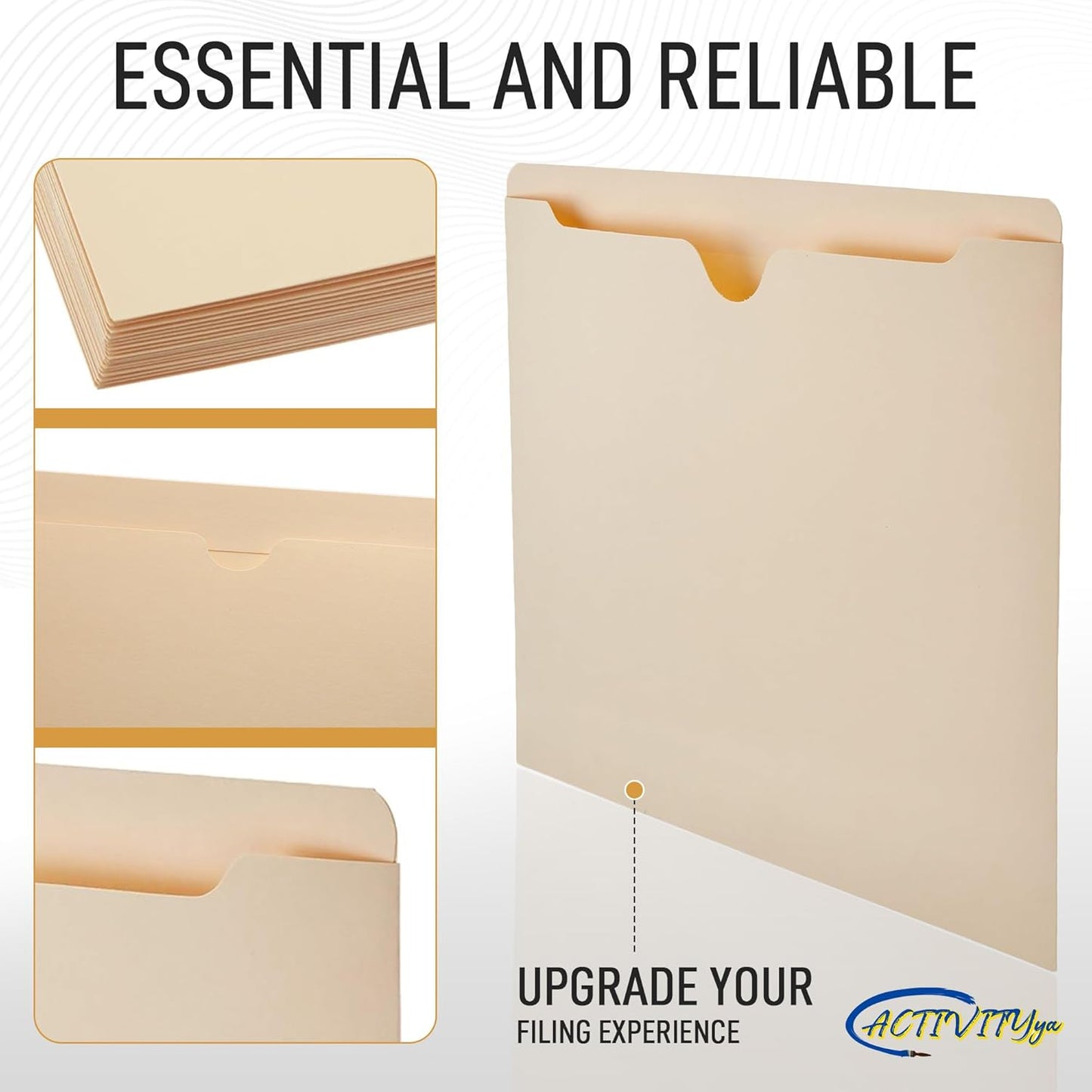 Manila File Jackets, Flat-No Expansion, Letter Size, Reinforced Straight-Cut Tab, 10 Pack