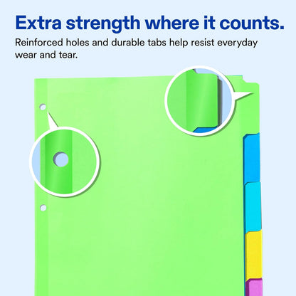Avery Big Tab Write & Erase Dividers, 5 Multicolor Tabs, 1 Set (23180)