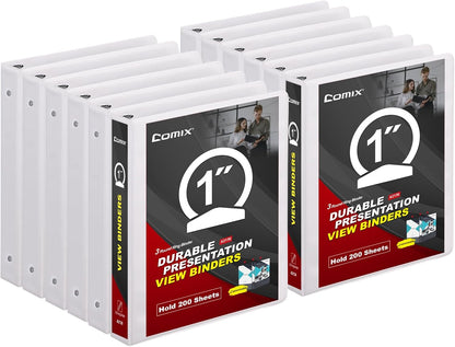 Comix Sturdy Round Ring Binder 3 inch with Clear View Cover, Holds 600 Sheets of US Letter Size Paper, 2 Pack (Black)