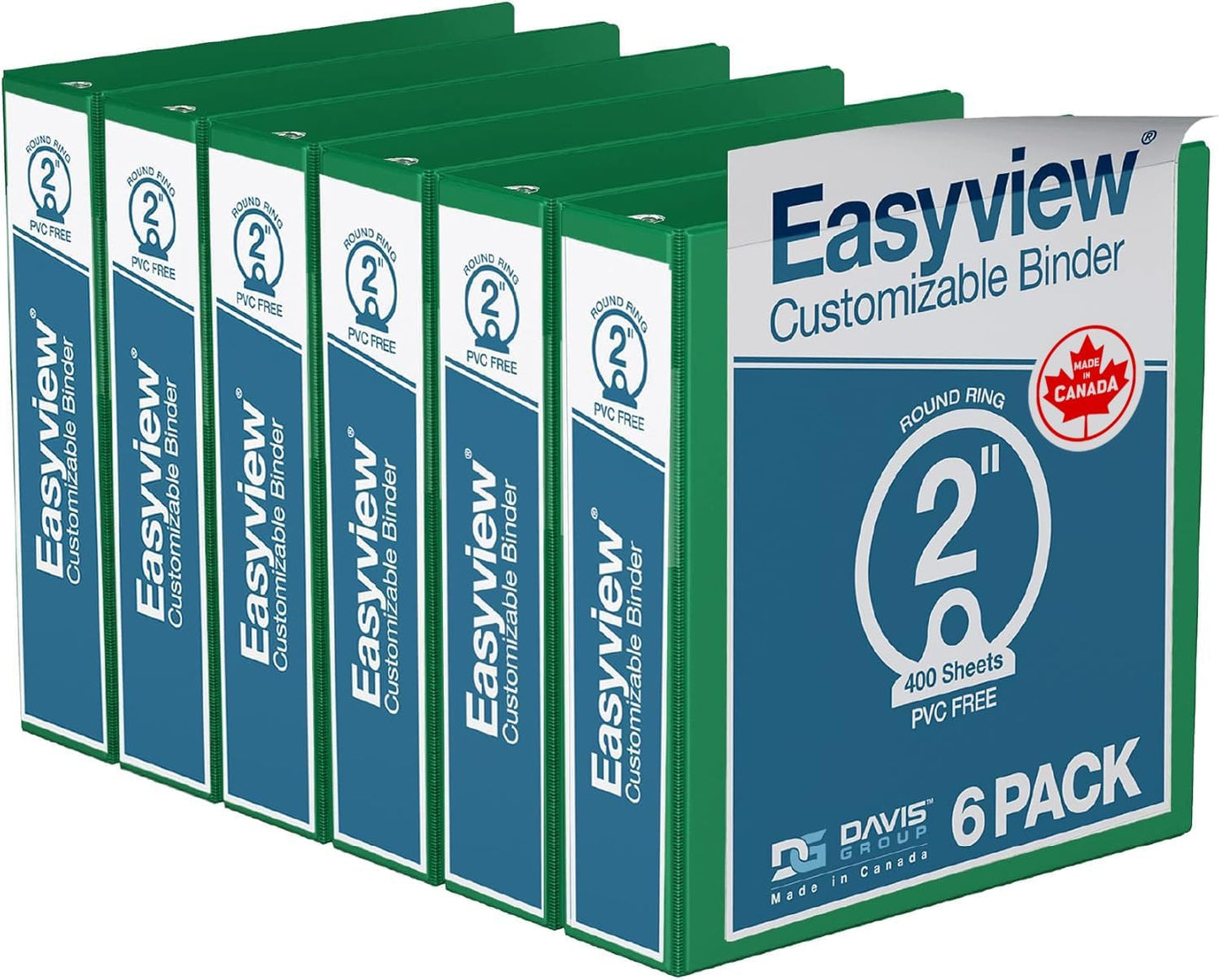 Easyview Premium 3-Ring Binders with Clear-View Covers and Round Rings, Binders for School or Office, 1 Inch, Pack of 6, Navy Blue