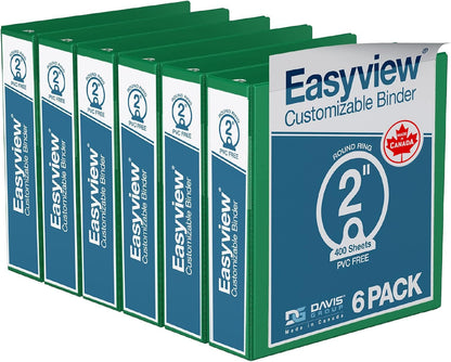 Easyview Premium 3-Ring Binders with Clear-View Covers and Round Rings, Binders for School or Office, 1 Inch, Pack of 6, Navy Blue