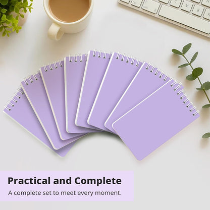 Taja Pocket Small Notebook 3" x 5", Set of 8 Mini Little Spiral Notebook, Nursing Notepad, Perfect for Work, School, Office, Nurse, Travel - Neutral