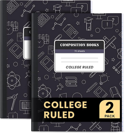 Oucaru Composition Notebook 50 Pack Bulk College Ruled, Brown Cover Notebooks for School, 70 Sheets 7-1/2"x9-3/4, Back to School Supplies Journal for K-12 Students