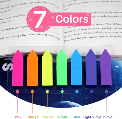 moinkerin 980 Pcs Sticky Notes Flags, 7 Color Index Tabs Index Flag Bright Colors Page Index Stickers Translucent Page Makers for Page Bookmarks
