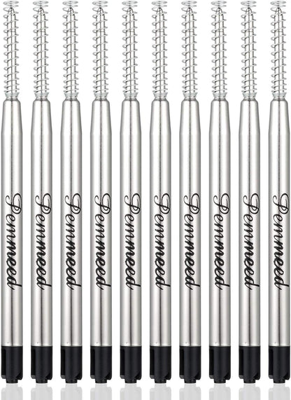 Ballpoint Pen Refills with Spring for Penneed B5/B6/B8 Pen, Parker Waterman Compatible Ballpoint Pen Refills Twist Action Medium Point 1.0mm Pack of 10(Black Ink)