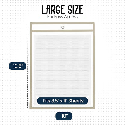 Essex Wares - 6 Pack, Assorted, Dry Erase Pocket Document Protectors, 10" Wide x 13.5" Tall- Dry Erase Clear Plastic Sleeves - Reusable & Easy Erase Plastic Invoice Holders, Water-Resistant & Durable