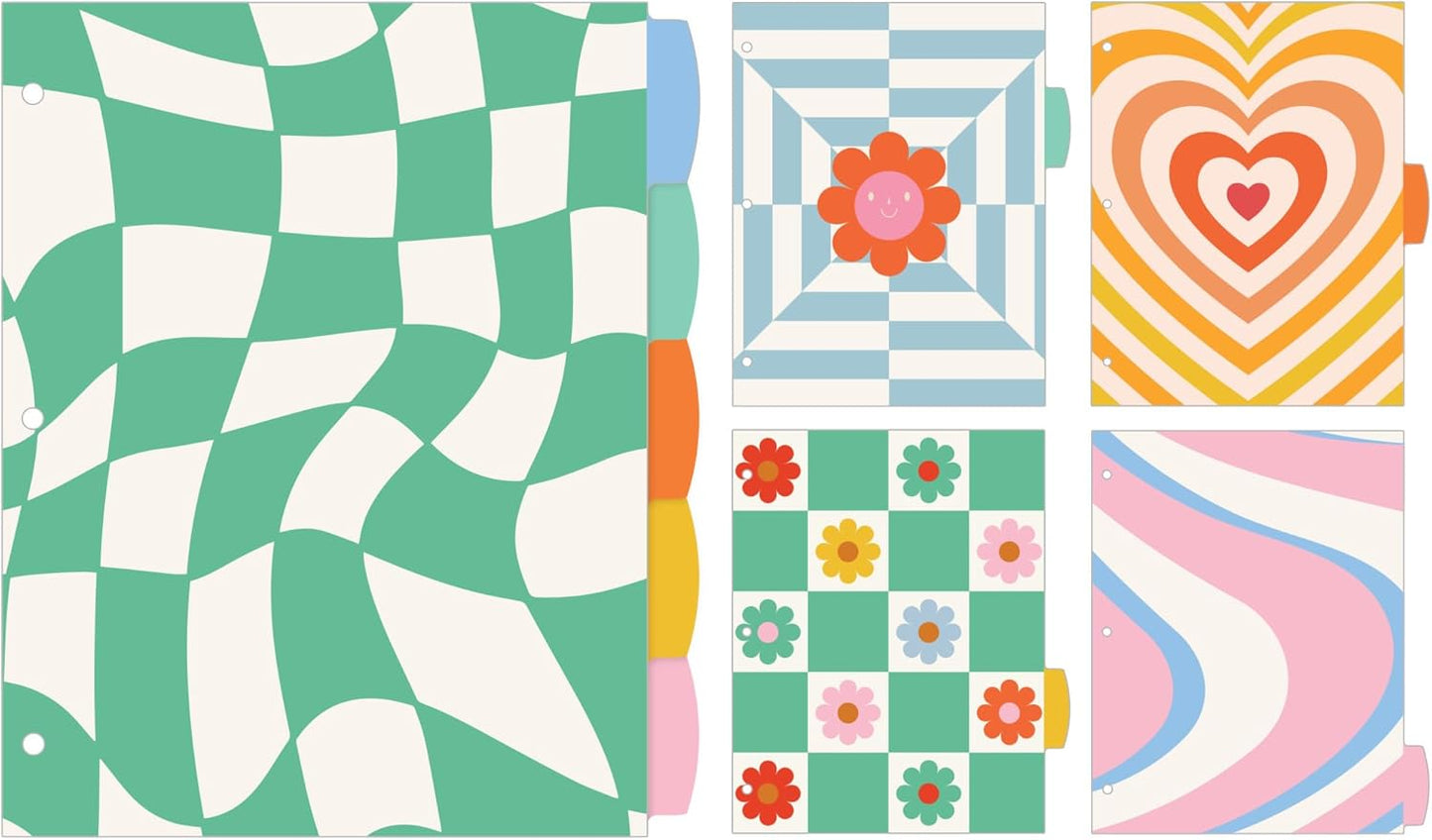 Avery Big Tab Reversible Fashion Dividers for 3 Ring Binders, 5 Tab Set, Retro Pattern, 1 Set (24938)