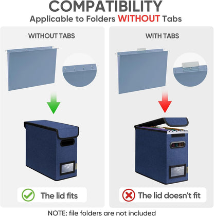 BALEINE File Organizer Box with Lid, Collapsible File Folder Organizer with Plastic Slide, Hanging File Folder Box for Office Document Storage (1 Pack, Black)
