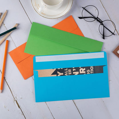 50 Pack Colorful #10 Business Envelopes Self Seal Standard Envelopes for Office Checks, Business, Letter Mailing Invoices, 4.13 x 9.49 Inches