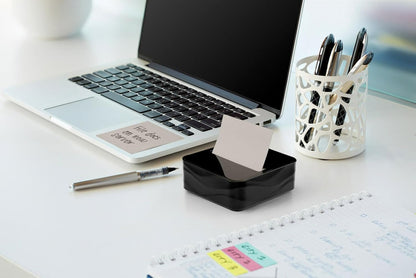 Post-it Note Dispenser, Sticky Note Holder, Black Wave Design, Includes 3 Pads of 90 Sheets of 3 in x 3 in Pop-Up Notes, Classroom or Office Supplies