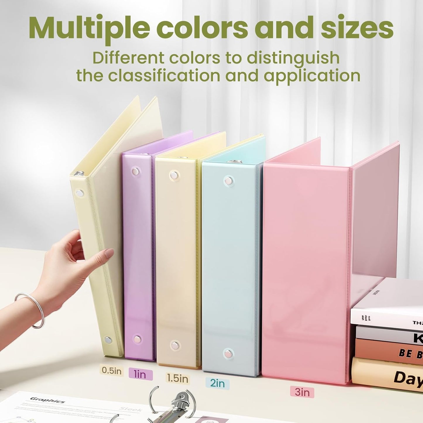 SUNEE 3 Ring Binder 3 Inch 2 Pack, Clear View Binder Three Ring PVC-Free (Fit 8.5x11 Inches) for School or Office Supplies, Pink
