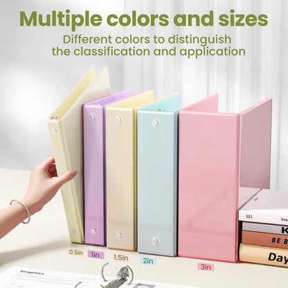 SUNEE 3 Ring Binder 3 Inch 2 Pack, Clear View Binder Three Ring PVC-Free (Fit 8.5x11 Inches) for School or Office Supplies, Pink