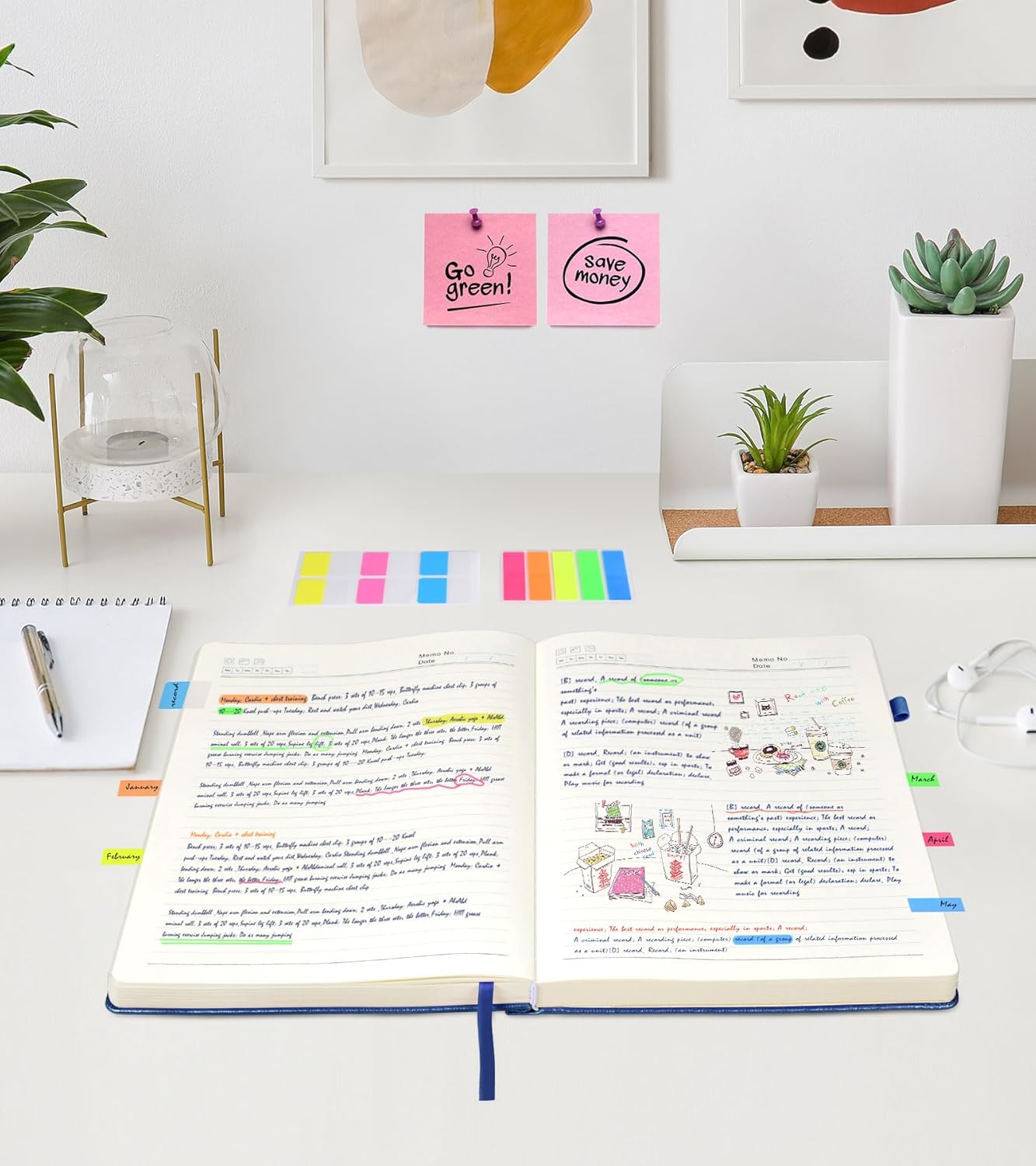 Lined Journal Notebook -365 Pages A5 Thick Journals for Writing Ruled Notebook, Hardcover Leather Journal for Women Men Daily Journal Notebook for Work, Note Taking, 100Gsm Lined Paper( 5.75'' X 8.38'' Green)