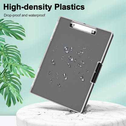 Piasoenc Clipboard with Storage, 8.5 x 11 Clip Boards with 2 Storage Case and A4 Paper Folder, Clear Dry Erase Top Panel, Heavy Duty Plastic, Folio & Side Opening, for Nurses, Teachers, Lawers,Black