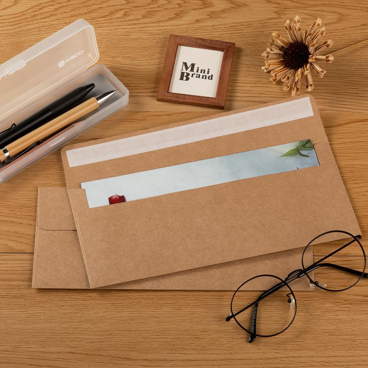 100 Pack Colorful #10 Business Envelopes Self Seal Standard Envelopes for Office Checks, Business, Letter Mailing Invoices, 4.13 x 9.49 Inches (Brown)