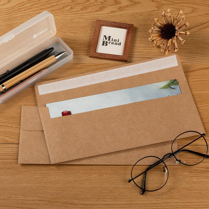 100 Pack Colorful #10 Business Envelopes Self Seal Standard Envelopes for Office Checks, Business, Letter Mailing Invoices, 4.13 x 9.49 Inches (Brown)