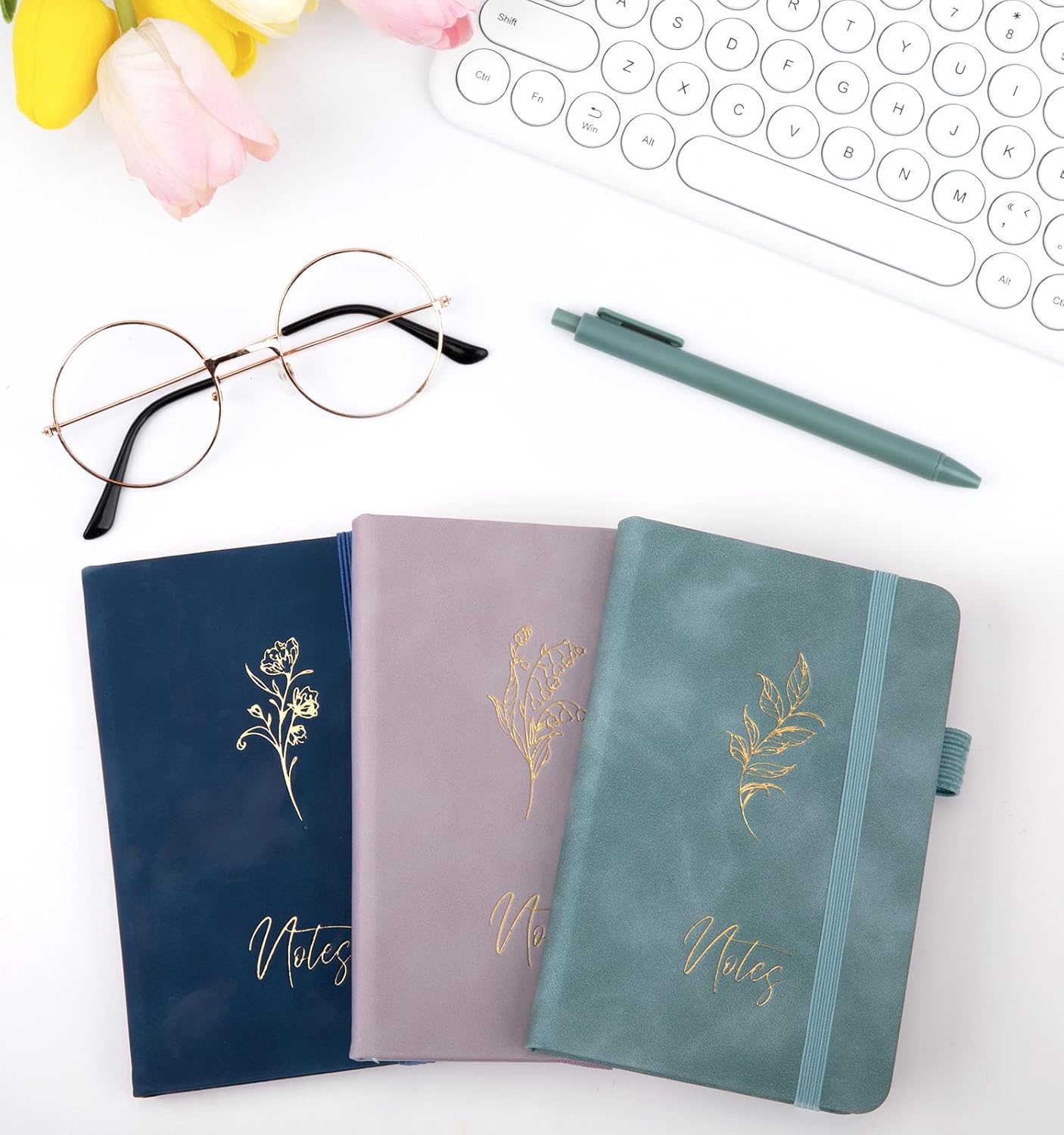 3 Pack Pocket Journaling Notebooks, A6 Small Notebook For Note Taking Journaling Notebooks Journals For Writing Mini Note Pads With Pen Holder 120 Pages 100 GSM Thick Paper(Nude, Brown, Forest Green)