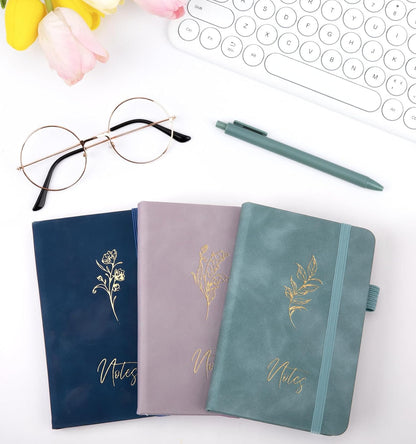 3 Pack Pocket Journaling Notebooks, A6 Small Notebook For Note Taking Journaling Notebooks Journals For Writing Mini Note Pads With Pen Holder 120 Pages 100 GSM Thick Paper(Nude, Brown, Forest Green)